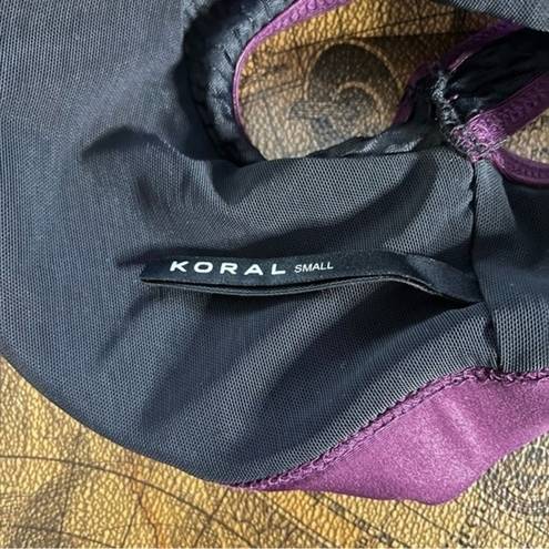 Koral  Womens size S Purple Eggplant Fling Infinity Sports Bra Gym Active Shine