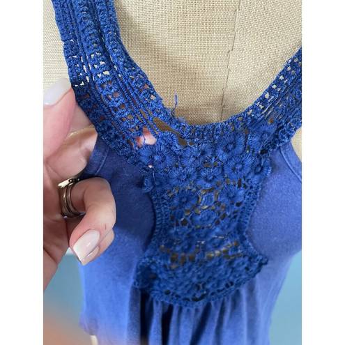 Vintage Havana  womens blue tank top lace embellished cropped size L