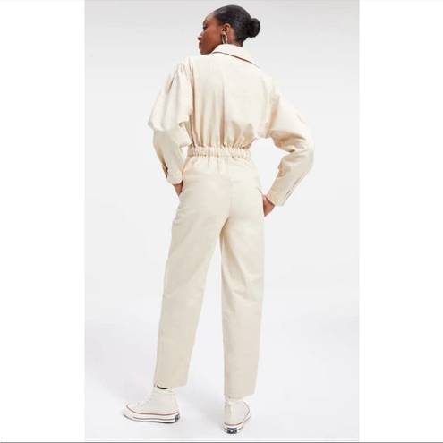 Good American  Cinched Utilitarian Jumpsuit Cream Size Small Long Sleeve NEW