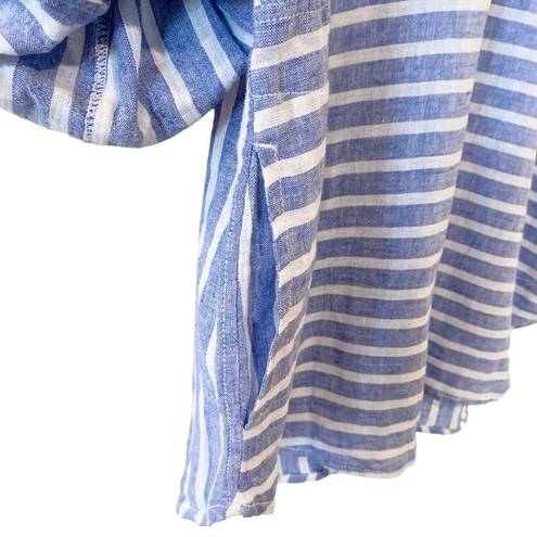 BeachLunchLounge Women's New Beach Lunch Lounge blue stripe linen shirt