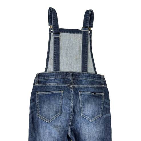 Cello  JEANS Dark Wash Slim Straight Leg Distressed Overalls Size S/M MINT!