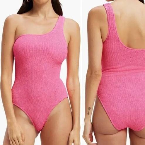 Good American New  Always Fits Hot Shoulder One Piece Swimsuit Barbie Pink