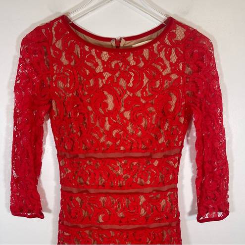 Ruby ERIN Erin Fetherston Lace 3/4 Sleeve Dress,  Red Ling Sleeve Size 0