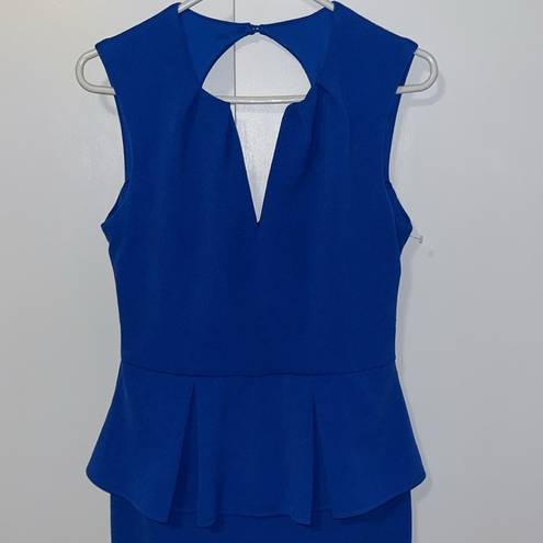 Bisou Bisou NWT  Royal Blue Sleeveless Peplum Dress Bodycon Stretchy Knit Women 8