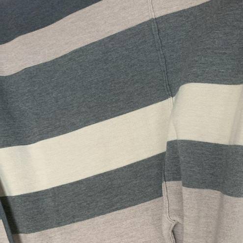 Talbots  women's medium merino wool cardigan open front striped tan gray cream