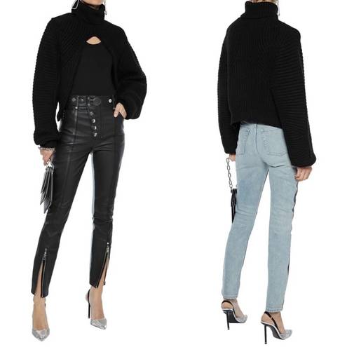 Alexander Wang  Snap-Detailed Leather and Denim Skinny Pants