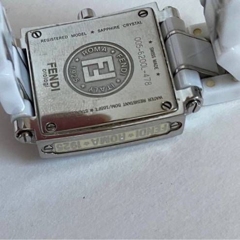 Fendi  White Square Watch Stainless Steel