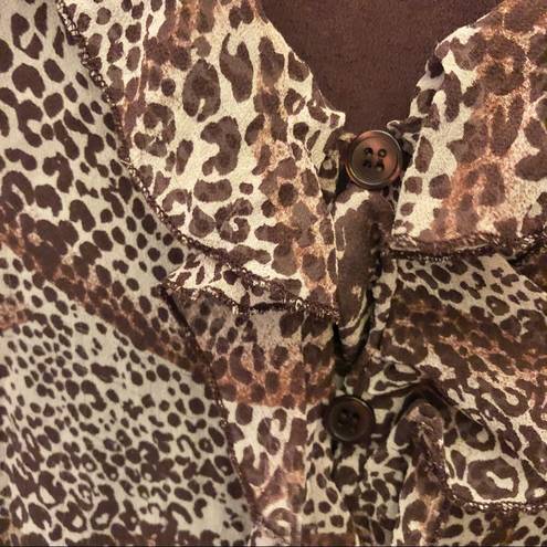 Krass&co New York City Design  100% Silk Animal Print Sleeveless Blouse Purple 1X