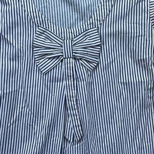 Piper  & Blue Vintage Ruffle Cap Sleeve Pinstripe Top Navy & White XL