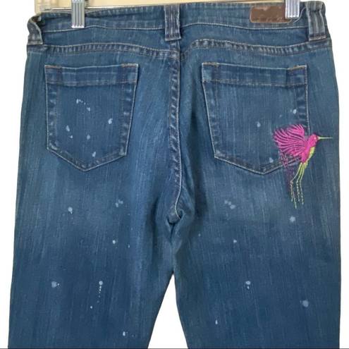 DKNY  Embroidered Paint Splash Denim Flare Jeans 5