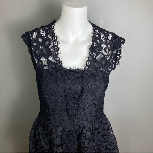 Shoshanna  dress size 6 black lace tiered sleeveless modest vamp