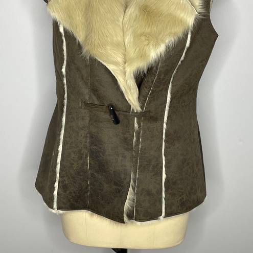 INC International Concepts Womens Night Moss Faux Suede Faux Fur Vest - Size Med