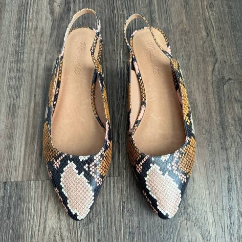 Madewell  The Margot Snake Embossed Slingback Leather  Flats