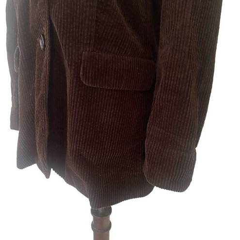 J.Jill  Corduroy Blazer Sz Med Grandpa Jacket Brown 100% Cotton Velour Trim