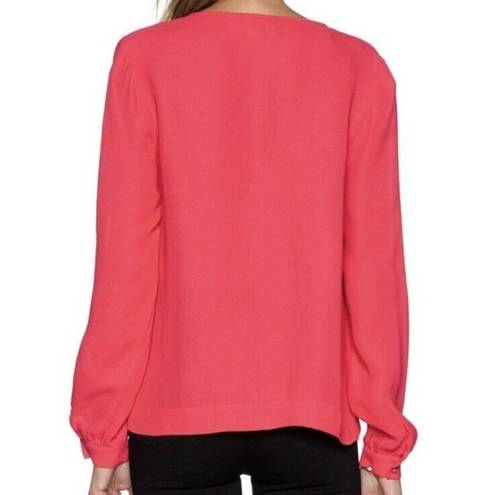 Kate Spade  Edison Ruffle Blouse Womens Size 14 Pink Long Sleeve Top Career Party