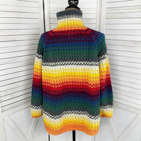 Moda  International Vintage Rainbow Striped Chunky Oversized Sweater Medium