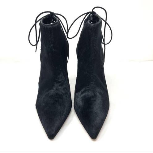 Manolo Blahnik black calf hair pointed booties, size 40, NWOT