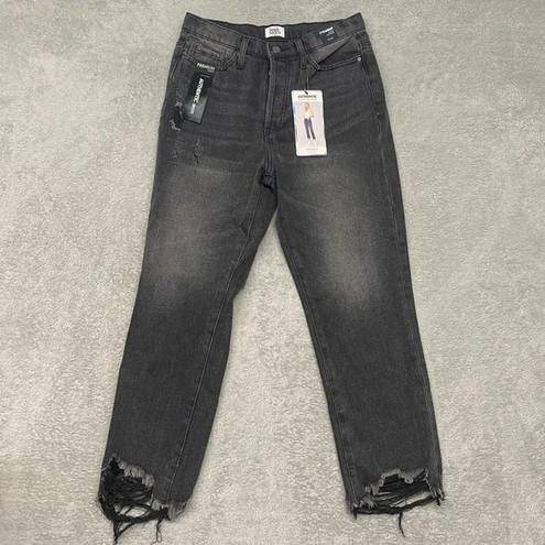 Simple Society  Jeans 9 Junior Black Straight Button Fly Ripped Raw Hem High Rise