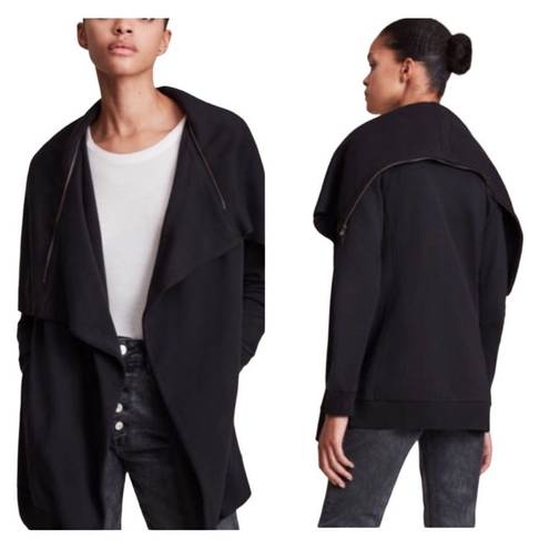 All Saints Dahlia black asymmetrical convertible sweatshirt jacket XS