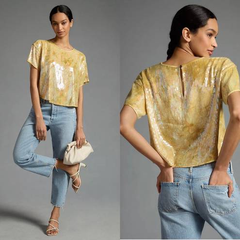 Pilcro ANTHROPOLOGIE  Yellow Sequin Tech Top Size XXS / XS