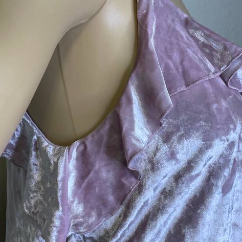 Grayson Threads Grayson Thread Velour Ruffled Tank Top Light Purple Size Medium