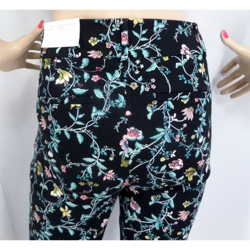 The Loft "" BLACK FLORAL MODERN SKINNY ANKLE CAREER CASUAL TROUSERS PANTS SZE: 14 NWT