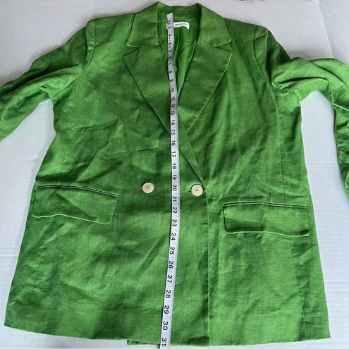 Mango Linen Blazer Lapel collar Green size XXL