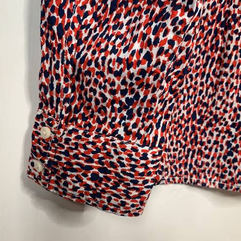 Tommy Hilfiger  Women’s July 4th Preppy Red Blue Roll-sleeve Button Blouse Sz L