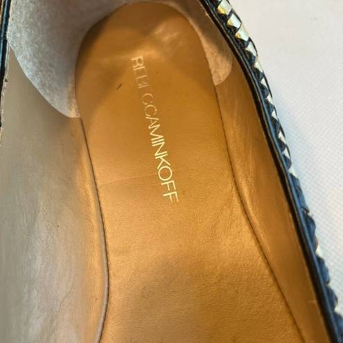 Rebecca Minkoff  Black/Gold Woven‎ Uma Flat 8.5 M