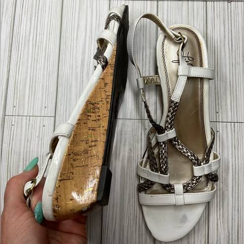 Life Stride 642- Womens Gaze.White Open Toe Strappy Slingback 1.5" Wedge Sand