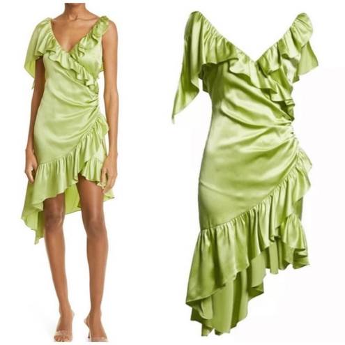 Cinq à Sept NWT- Cinq a Sept Women's Petunya Ruffle Asymmetric Midi Dress Prickly Pear Sz 2