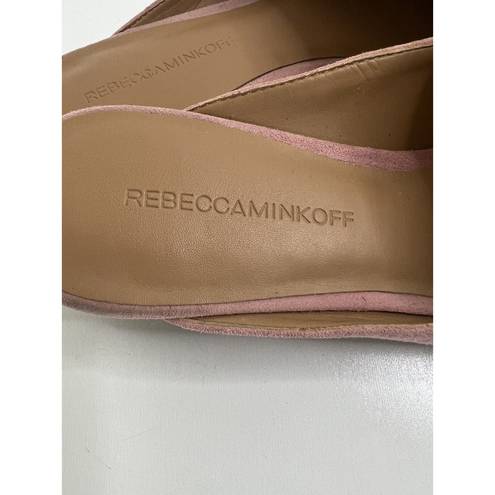 Rebecca Minkoff  Mika Mule Pink Kid Suede Slip On Leather Flats Women's 9M Preppy