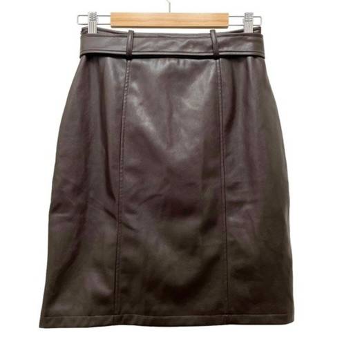 Bagatelle NWT  Collection Dark Brown Faux Leather Belted Pencil Skirt Size 4 NEW