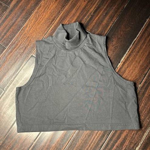 Los Angeles Apparel Turtleneck cotton crop top shirt sleeveless  basic casual