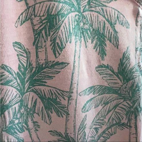 Fresh Produce  Pink Green Palm V Neck Tee T-Shirt Large