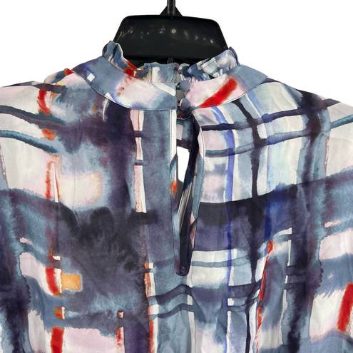 Parker  Abstract Watercolor Print Long Sleeve Blouse Small New