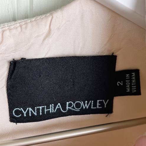Cynthia Rowley  Women's Sleeveless Linen Cotton Shift Dress Beige Studded Size 2