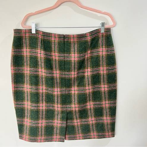 The Moon Boden British Tweed By 100% Wool Plaid Pencil Skirt Size 16R