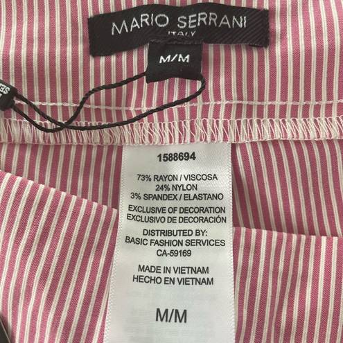 Mario Serrani  Comfort Stretch Cuff Capri Pants Pink White Size M NWT