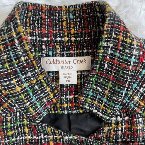 Coldwater Creek  Colorful Wool Tweed Full Zip Jacket Women’s size 8 Petite