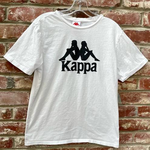 Kappa  Relaxed T-Shirt With Large Front Logo White Black Sold Out Rare Medium M