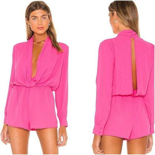 superdown kaycie drape neck romper XS Hot Pink