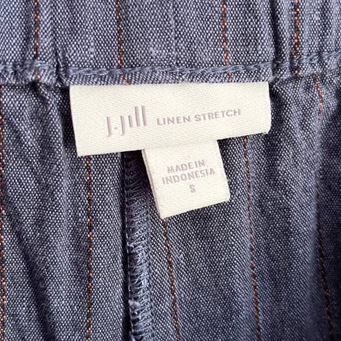 J.Jill  Linen Women’s Jenna Stretch Belted Wide Leg Crop Pants Blue Size Small