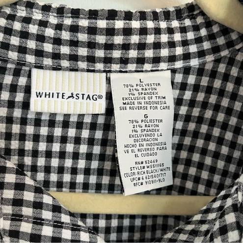 White Stag white and black check gingham button up long sleeve shirt blouse Y2K