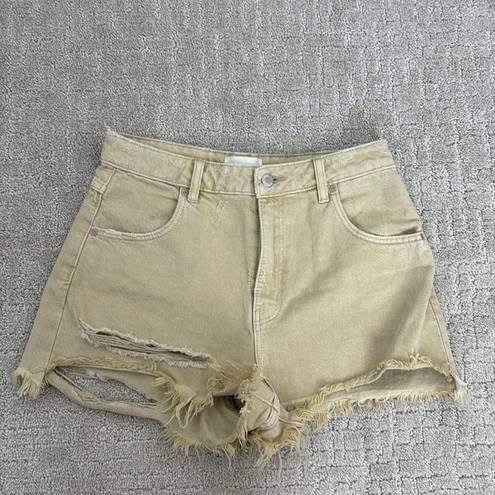 Rolla's Rolla’s “Dusters” high rise slim distressed denim shorts Layla stone tan khaki