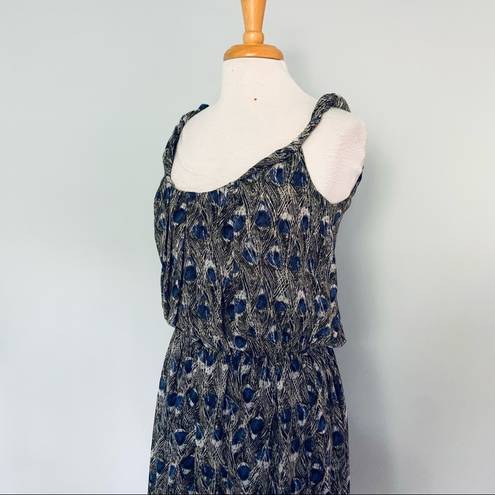 Angie  Francescas Collection Black Gray Blue Feather Sleeveless Sun Dress Size S