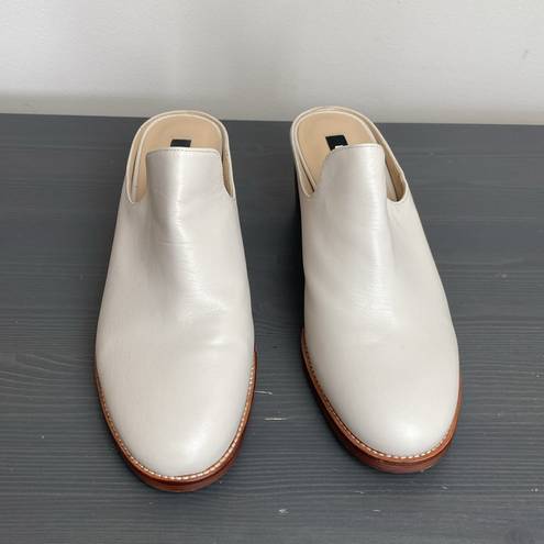 DKNY  Times Ivory Block Slip On Leather Heel Mules Size 10