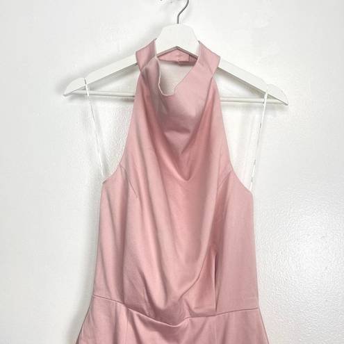 Elliatt  Camo Asymmetric Satin Cocktail Dress in Light Pink Size Small