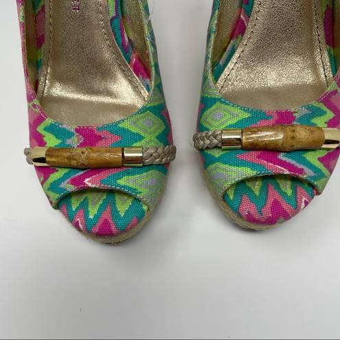 Harper Elaine Turner  Batik Print Wedge Sandals Size 6.5