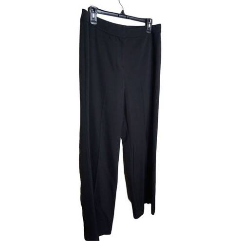 St. John  Knit Caviar Black Wide Leg Dress‎ Pants High Rise Sz 8 Women's